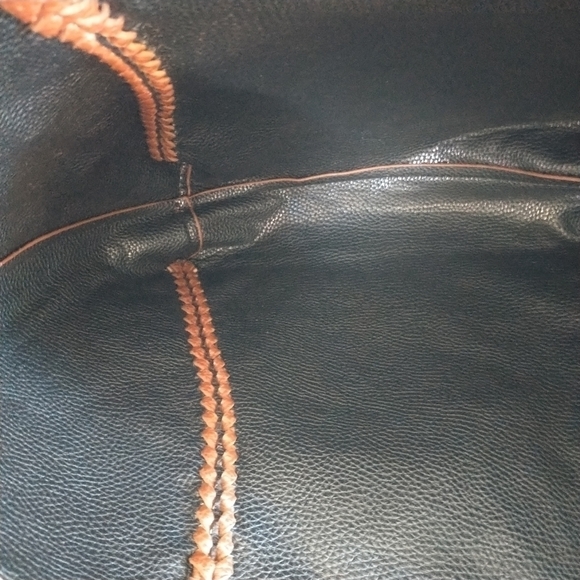 BCBG Paris Faux Brown Leather Shoulder Bag Tote - Picture 12 of 14